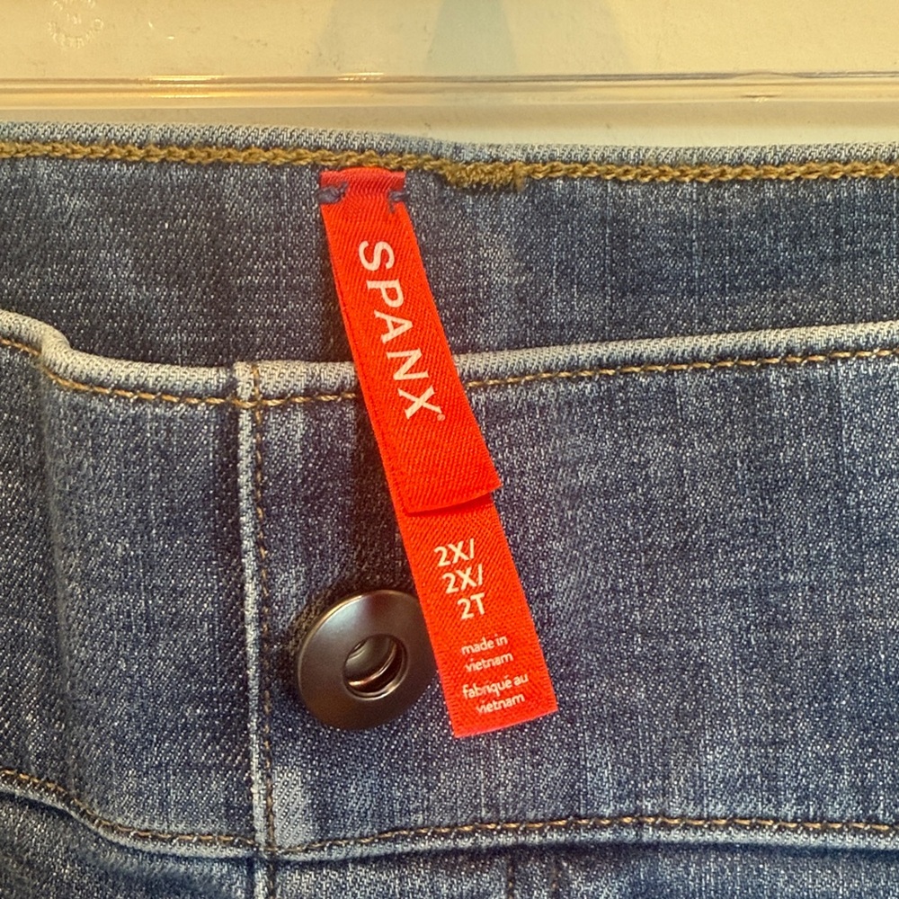 NWT SPANX Cropped Wide Leg Pull On Jeans 2X/2T in Blue - Picture 5 of 7